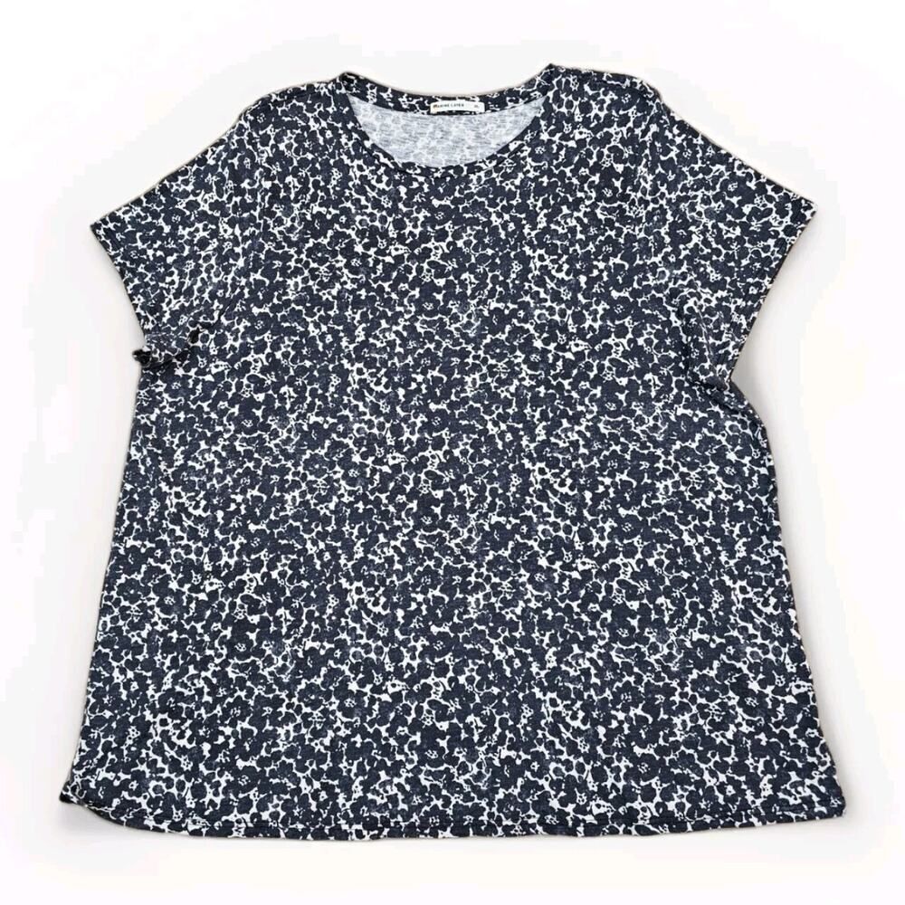 Marine Layer Swing Crew Tee in Abstract Floral Gray XL